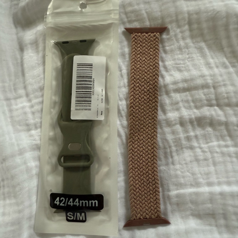 Braided Solo Loop Watch Band Tan and Green silicone band new in package
